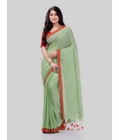 DESH BIDESH Women`s Handloom Pure Cotton Saree Abhiprithi Royal Design Without Blouse Piece(Green)
